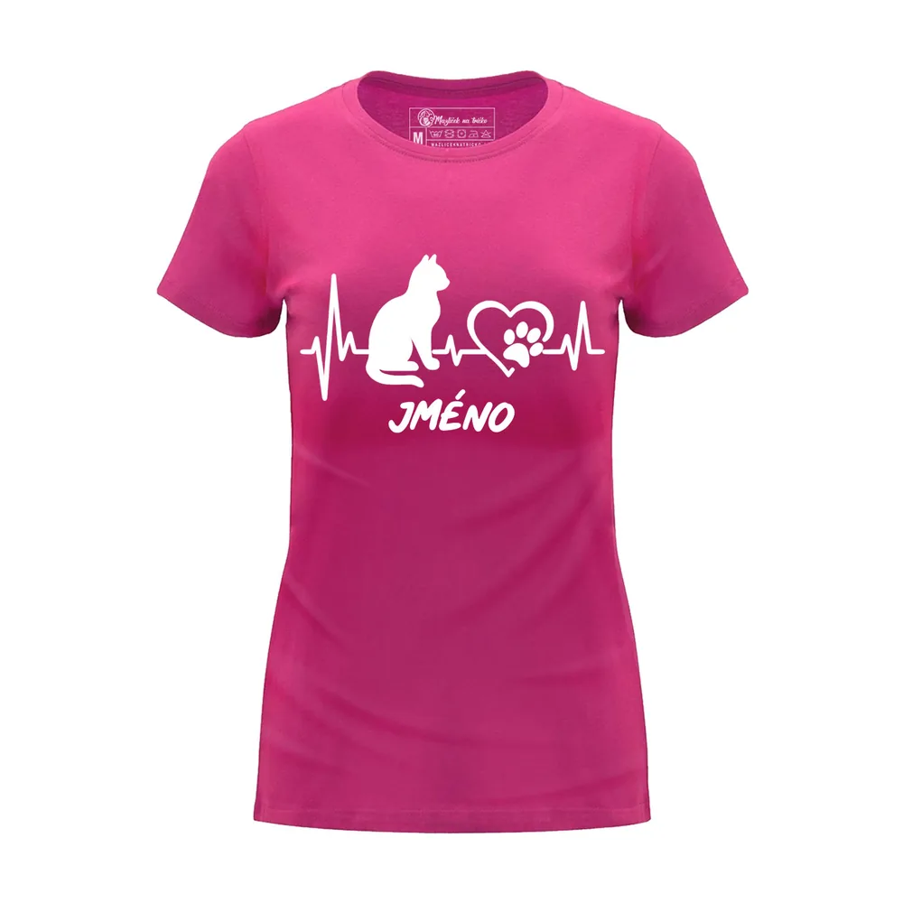 Dámské tričko Cat Heartbeat — Růže