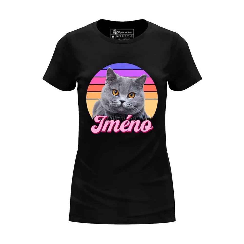 Dámské tričko Retrowave kočka