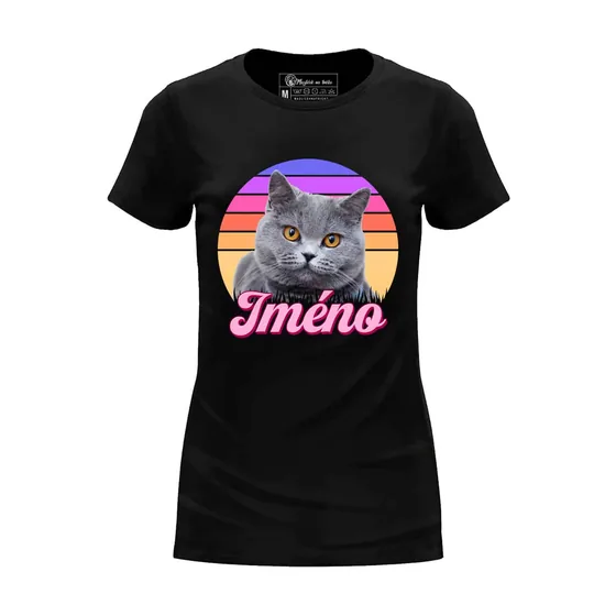 Dámské tričko Retrowave kočka