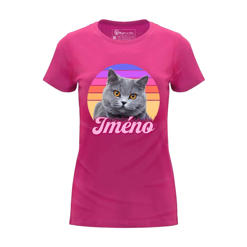 Dámské tričko Retrowave kočka — Růže
