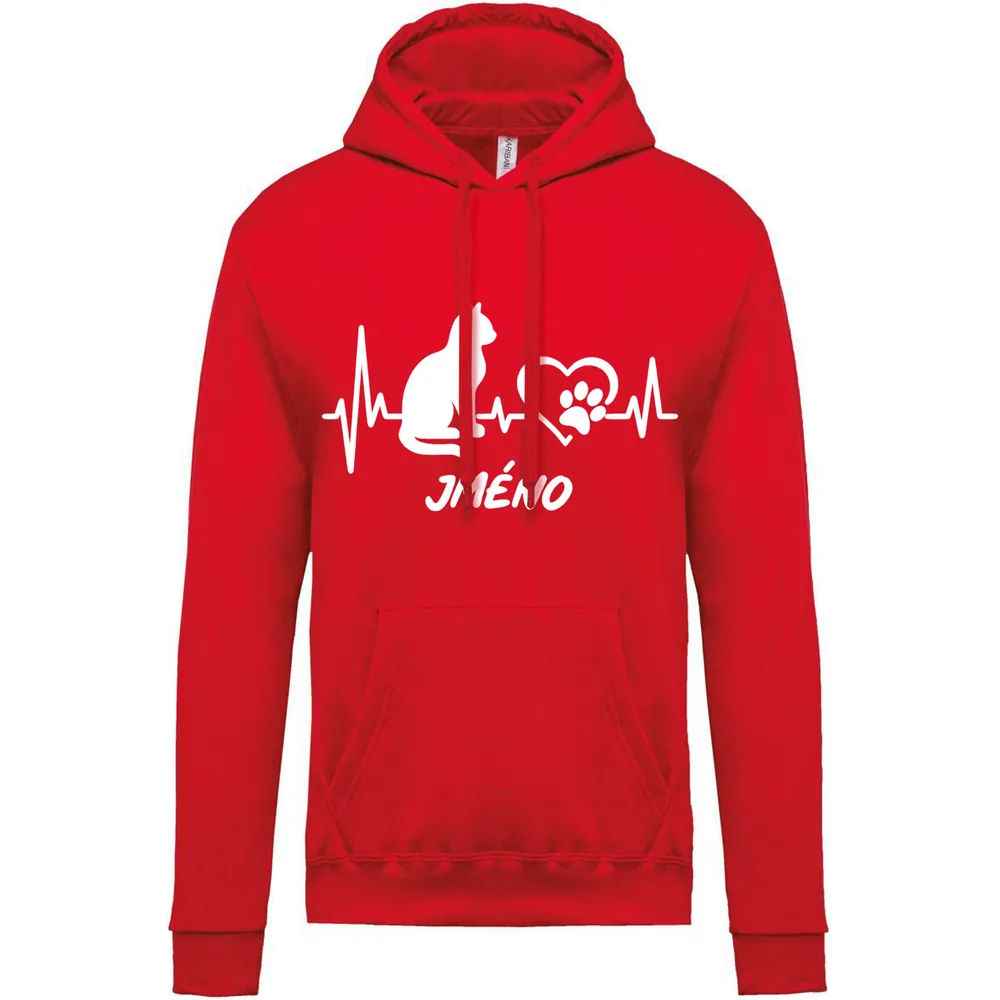 Dětská mikina Cat Heartbeat — Červená