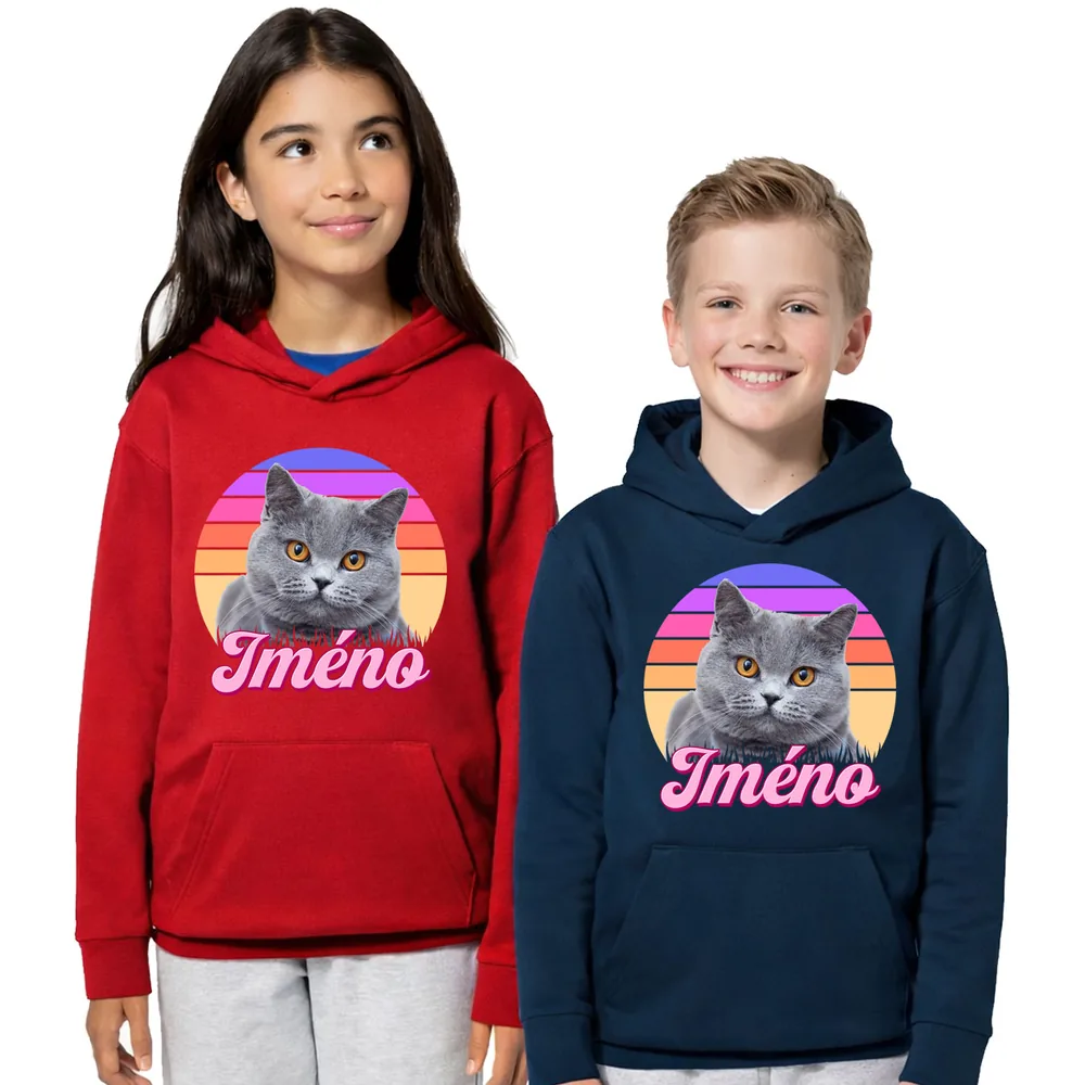 Dětská mikina Retrowave kočka