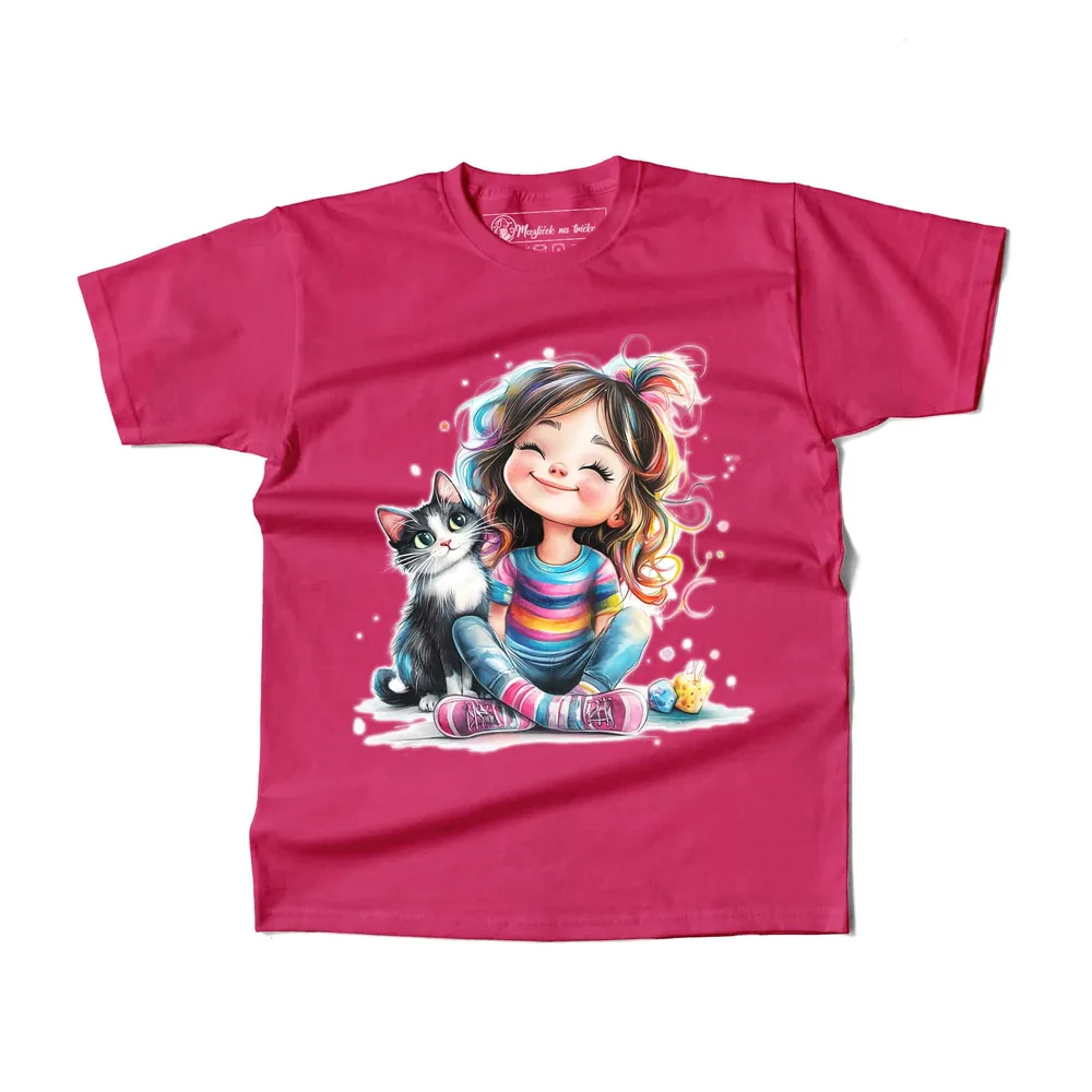 Dětské tričko Girl With Cat