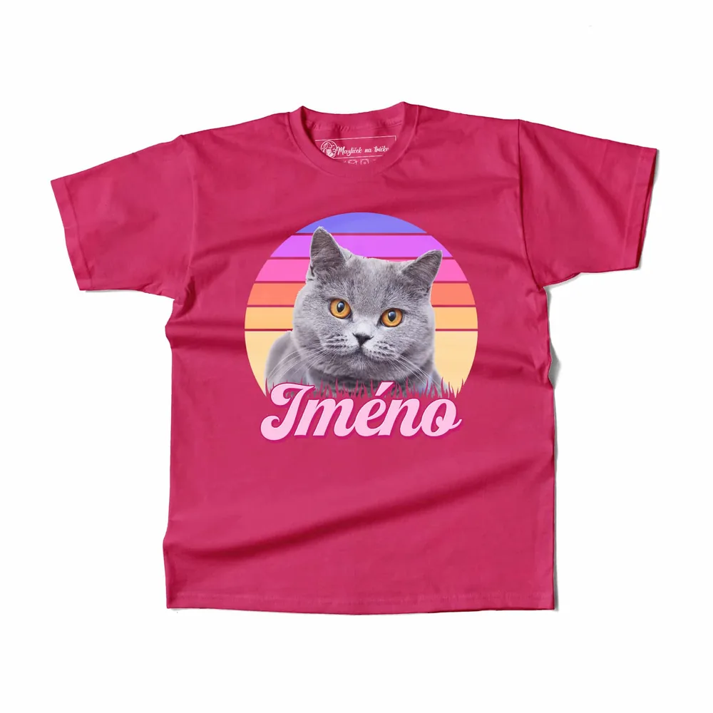 Dětské tričko Retrowave kočka — Růže