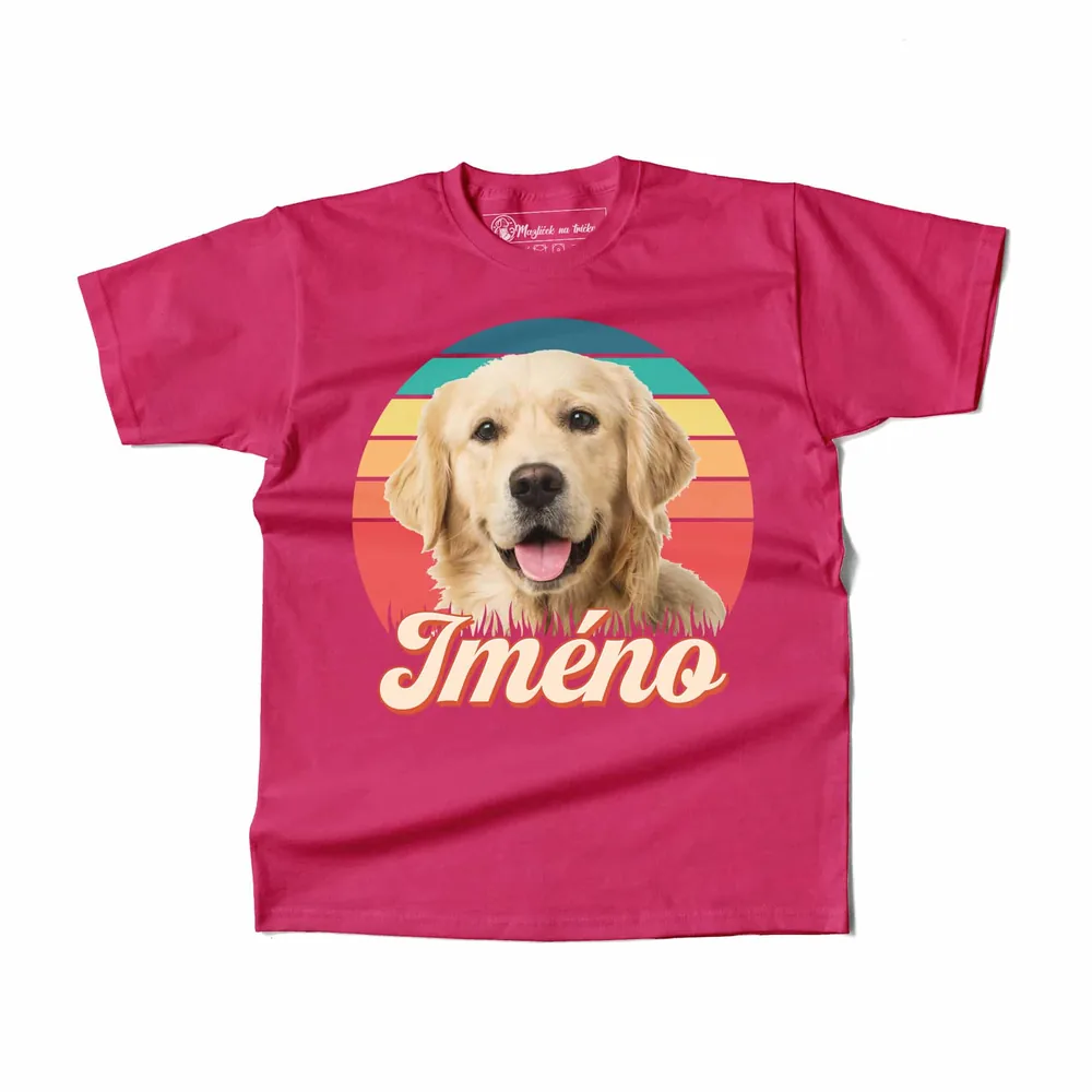 Dětské tričko Retrowave pes — Růže