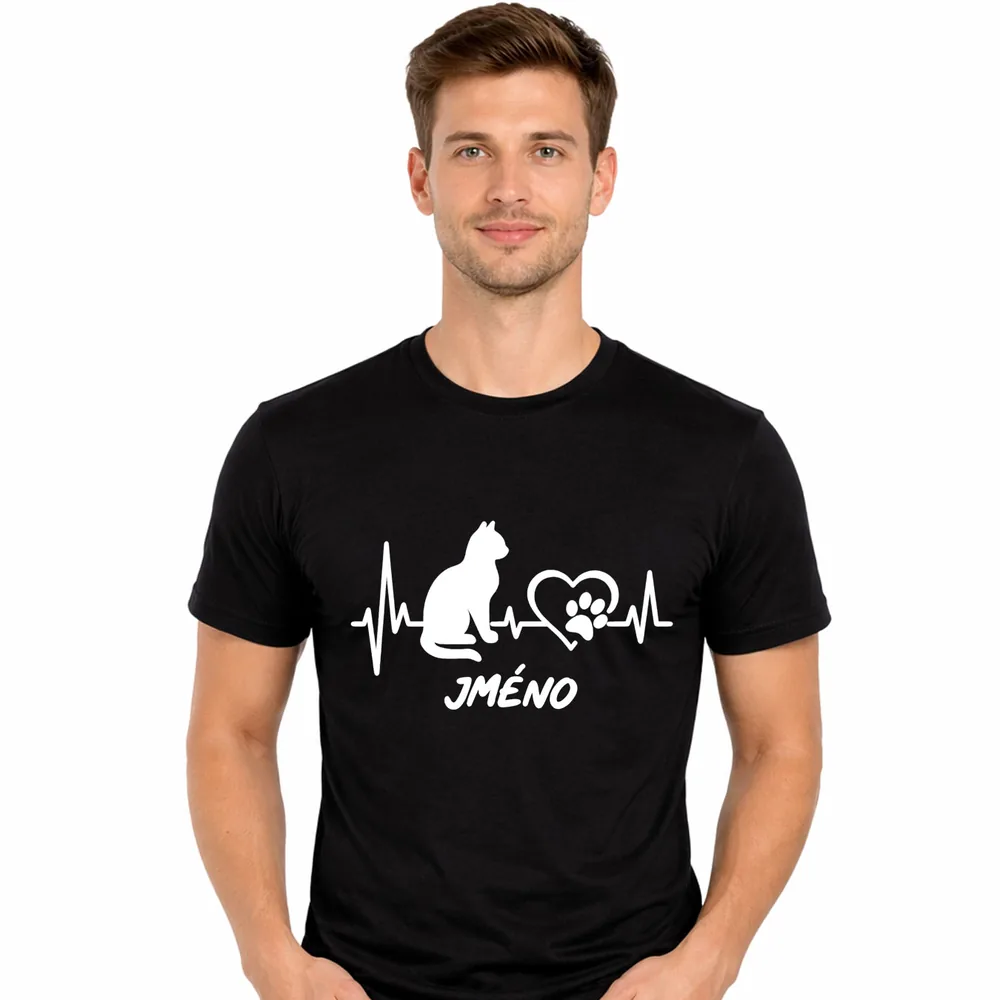 Pánské tričko Cat Heartbeat