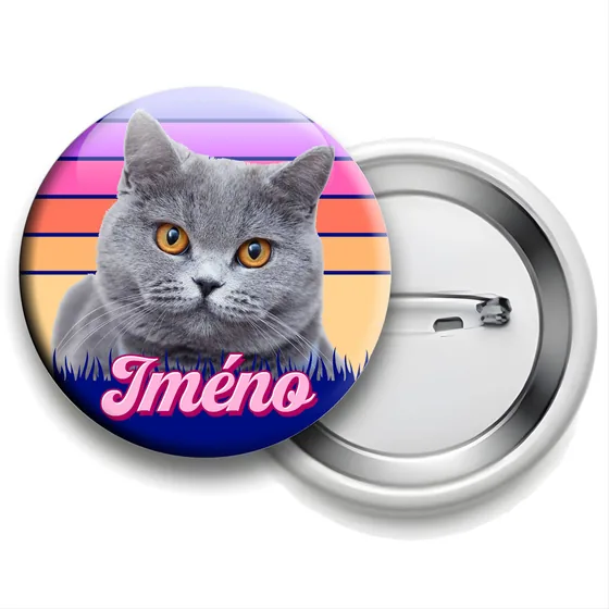 Placka 58 mm Retrowave kočka